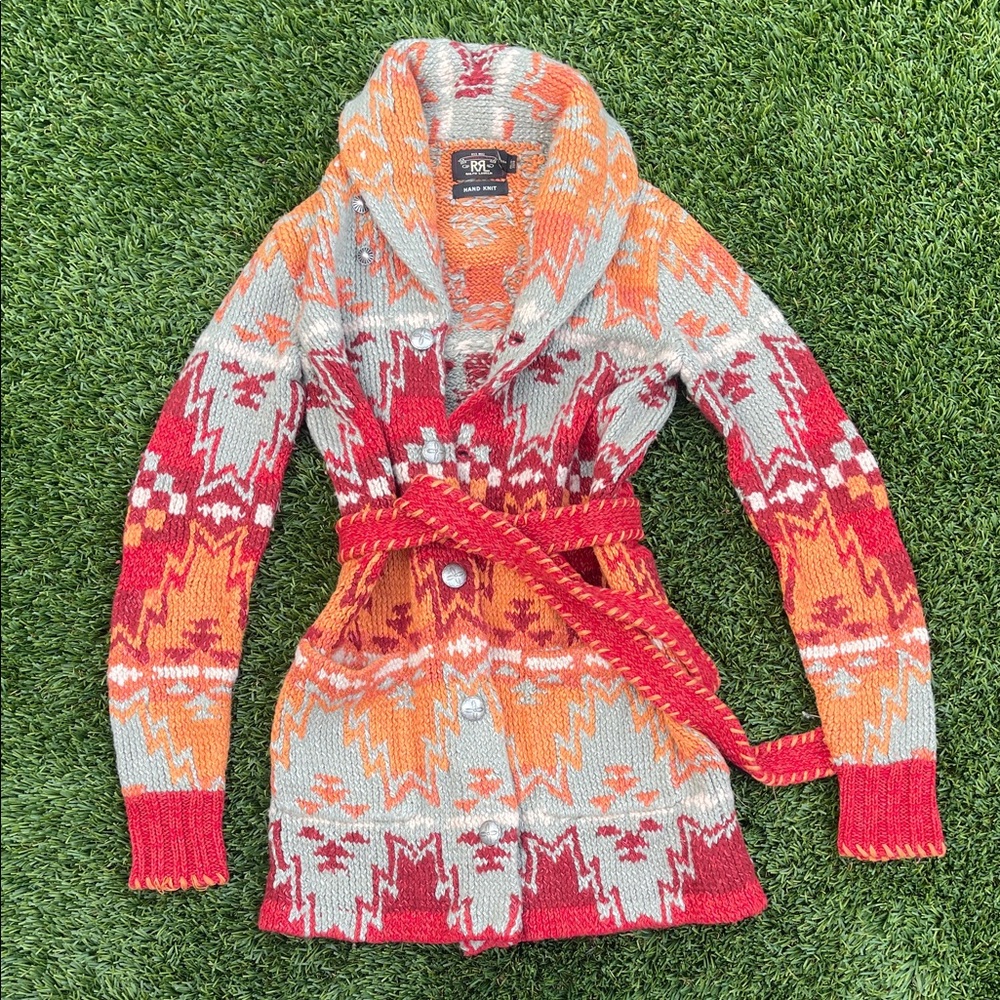 Ralph Lauren Double RL Red and Orange Cardigan